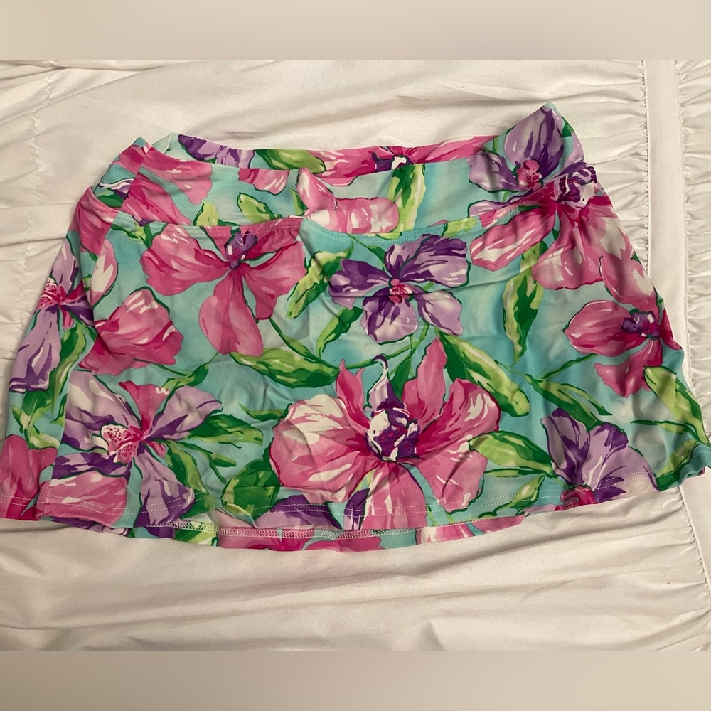 VENUS Floral Swim Skirt with Pink and Green Accents